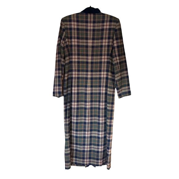 Vintage Heritage Tartan Plaid Maxi Dress Size 10 Velvet Collar Button Front - Picture 3 of 8